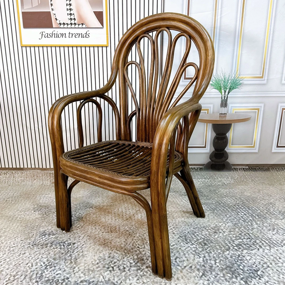 印尼藤编椅子家用阳台茶桌椅套装老人靠背休闲椅客厅办公藤椅