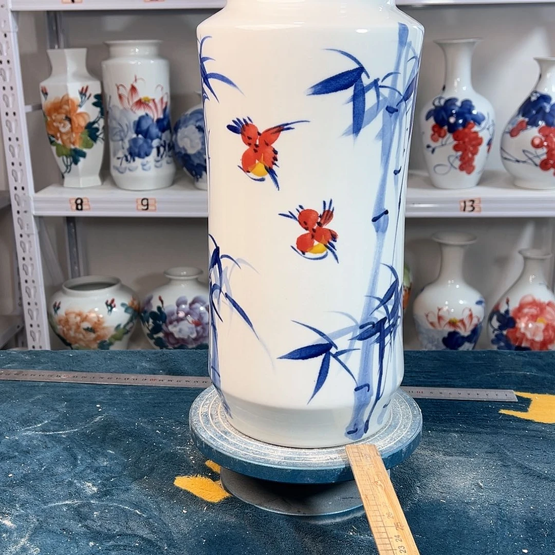 摆件景德镇陶瓷书竹鸟