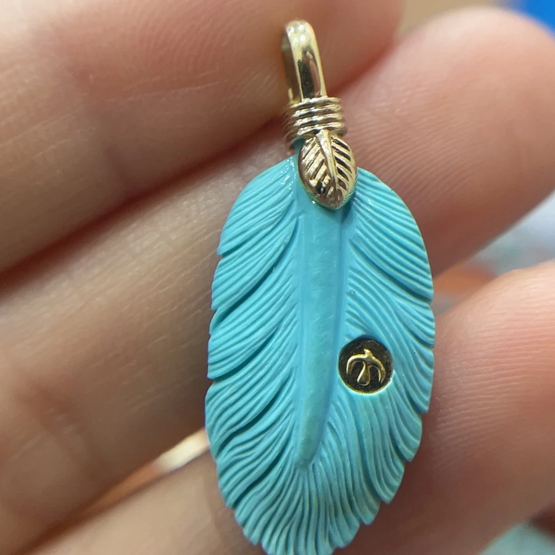 绿松石18K金镶嵌珠宝奇石