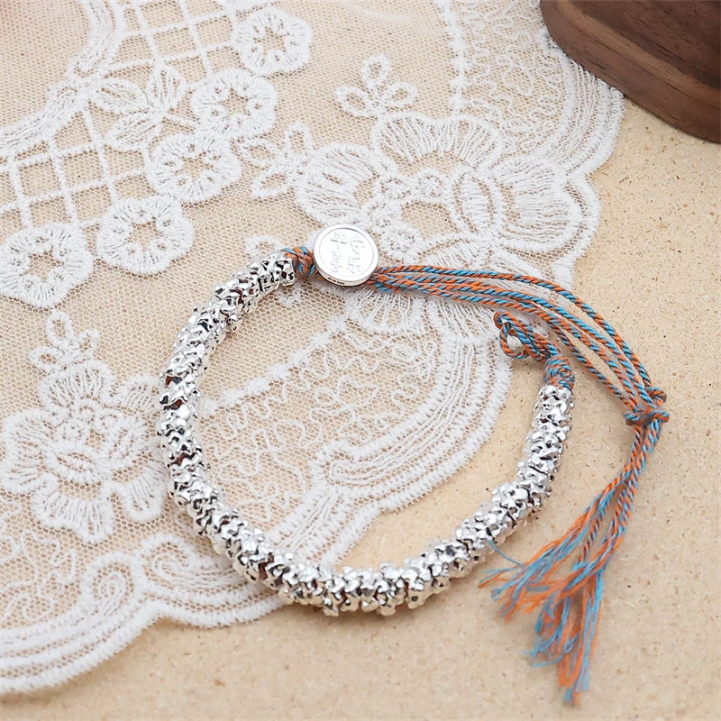 足银手链 碎银盘缠手链编织手工（手镯精品）