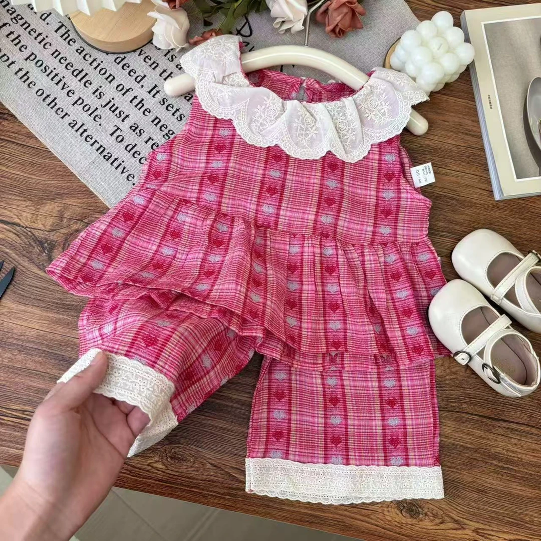 女童夏季无袖碎花套装2025新款儿童时髦洋气宝宝夏装阔腿裤两件套