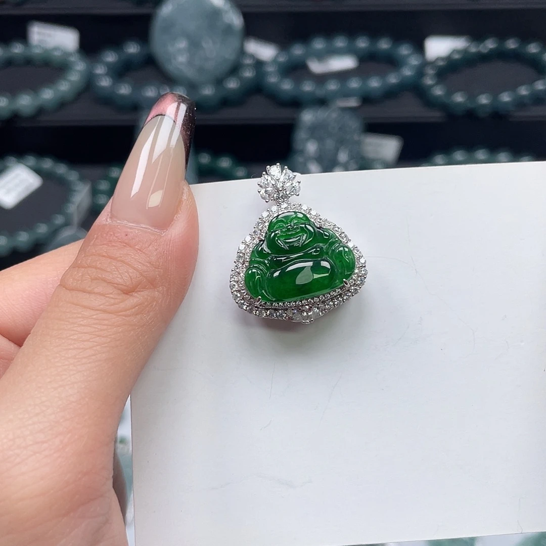 翡翠银S925镶嵌吊坠(不含链)