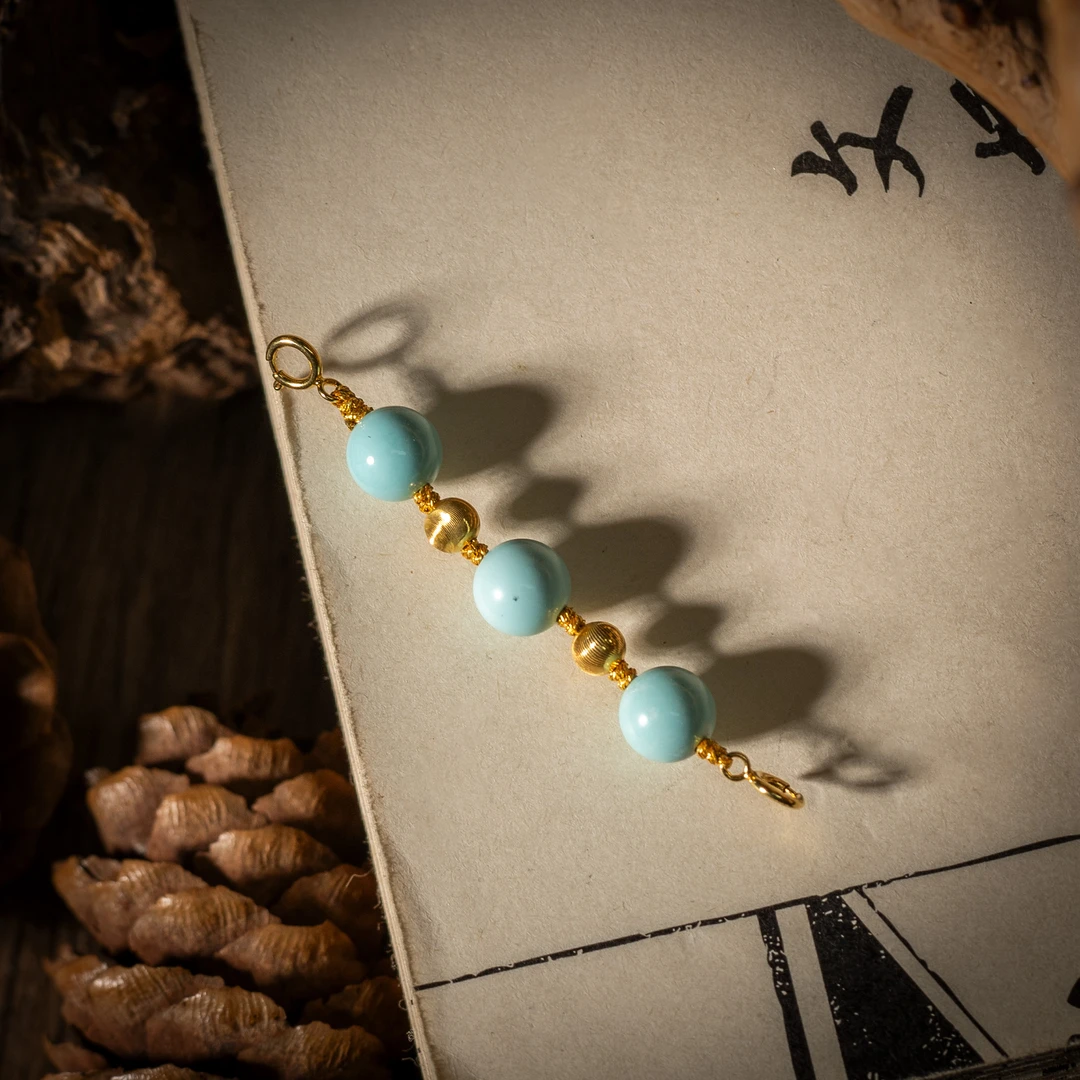 【世间臻宝】18K绿松石圆珠延长链吊坠/Q1212/7mm/多样性发/10