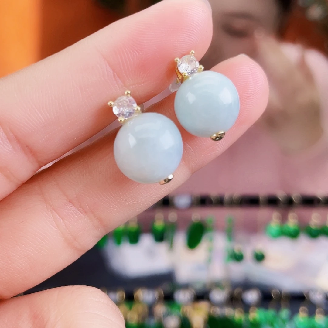 翡翠未镶嵌耳饰饰品