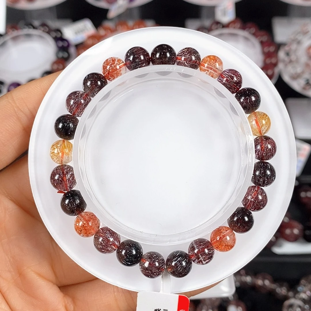 水晶手链未镶嵌稀有色黑加仑7.5