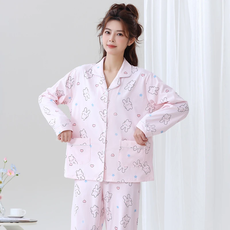 睡衣女春秋长袖新款2025年网红爆款可爱休闲可外穿秋冬家居服套装