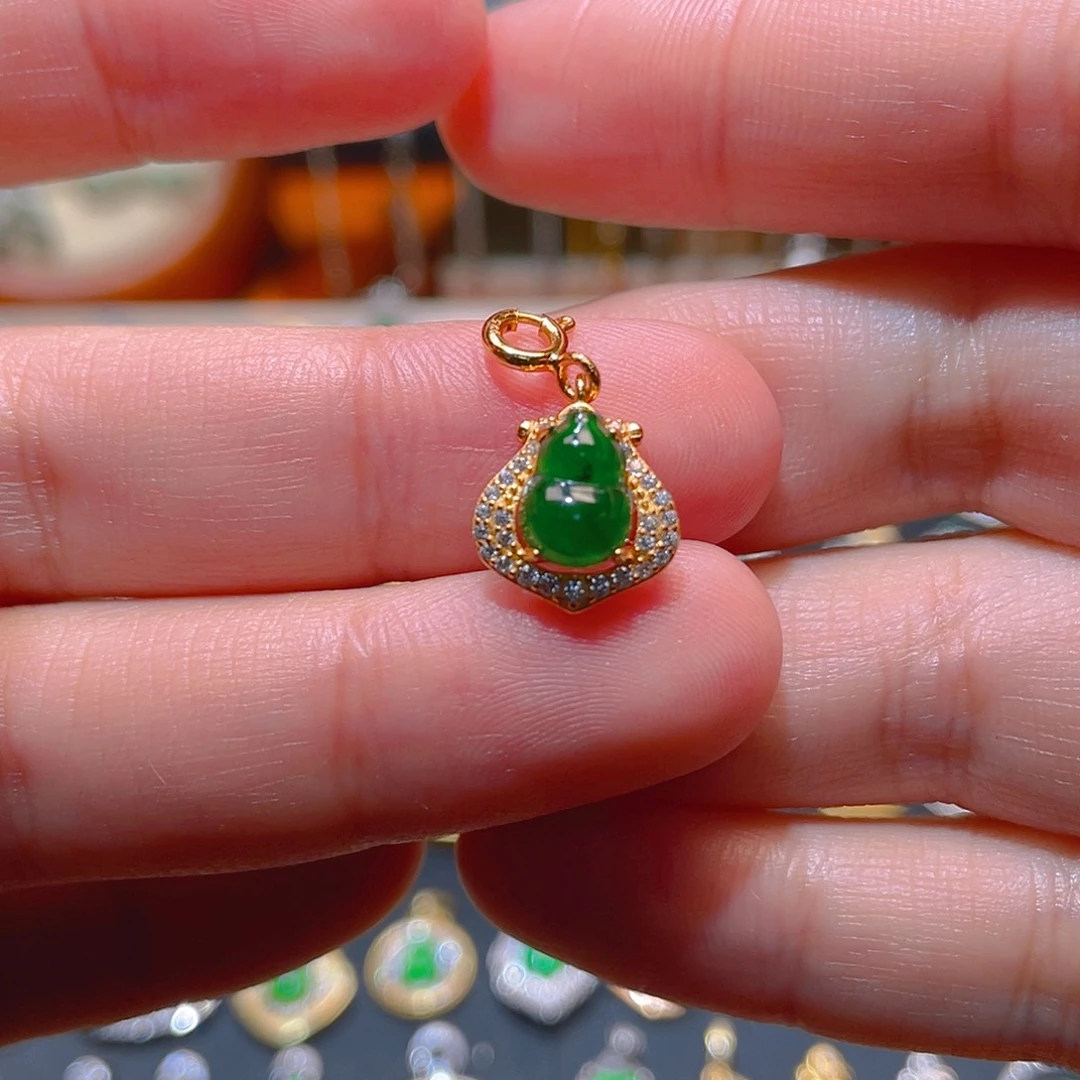 翡翠银S925镶嵌吊坠(不含链)