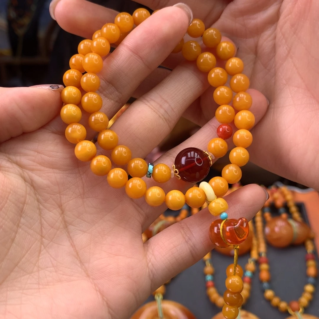 蜜蜡手串未镶嵌多样性发