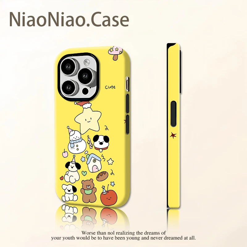 粉帽雪人适用于苹果iPhone17promax安卓OPPO小米华为二合一