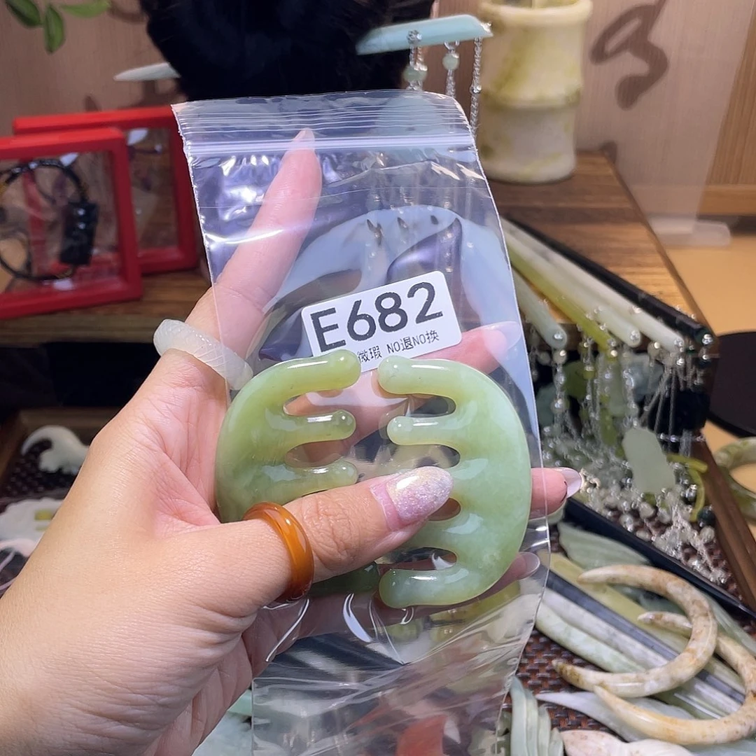蛇纹石玉发饰银S925镀金镶嵌～*~
