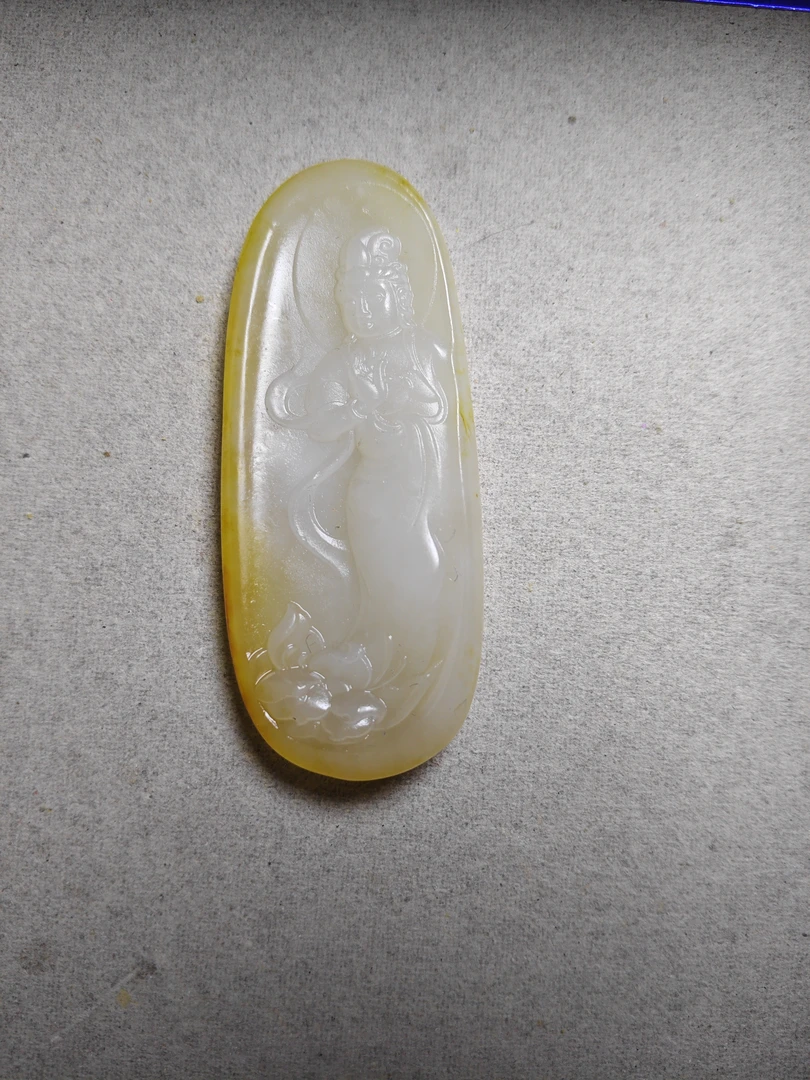 和田玉精品挂件站观音
