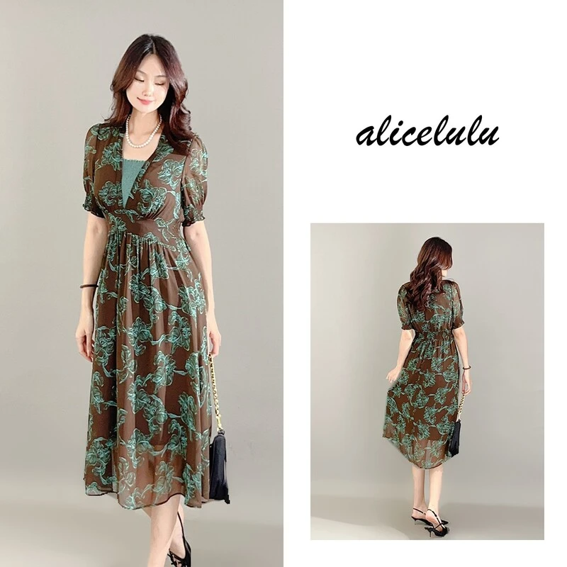 1alicelulu“宁夏之花”连衣裙显瘦打揽轻盈优雅S2138578J