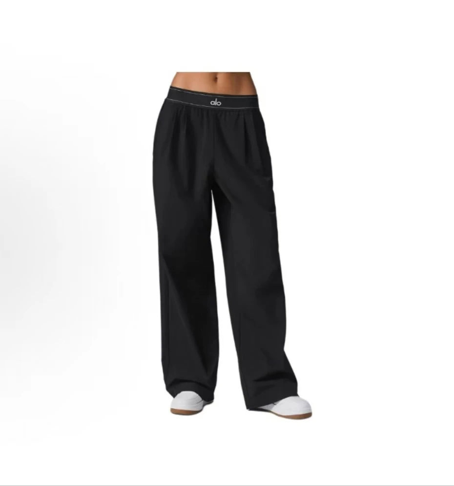 【正品国现】alo yoga 品牌小logo标志宽松柔软常规款直筒西装裤
