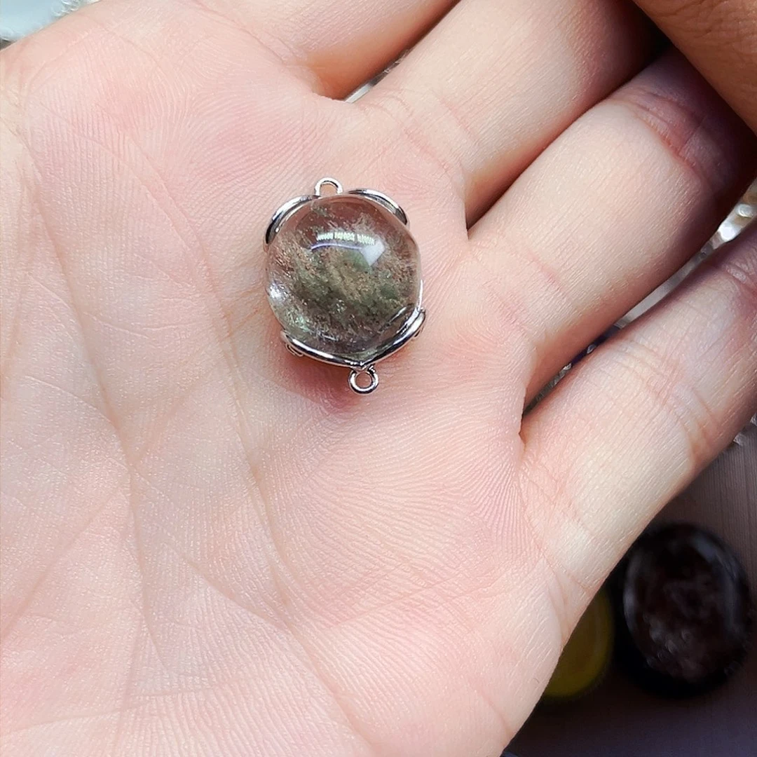 水晶戒指银S800镀金镶嵌关**柿