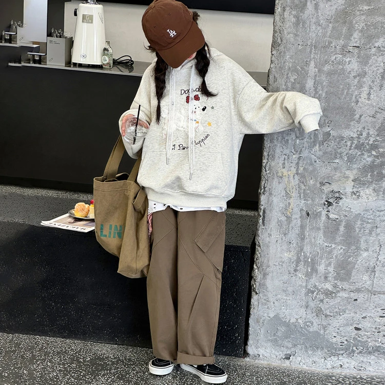 9-12岁高档女大童衣服女童秋装洋气套装儿童卫衣工装裤两件套宽松