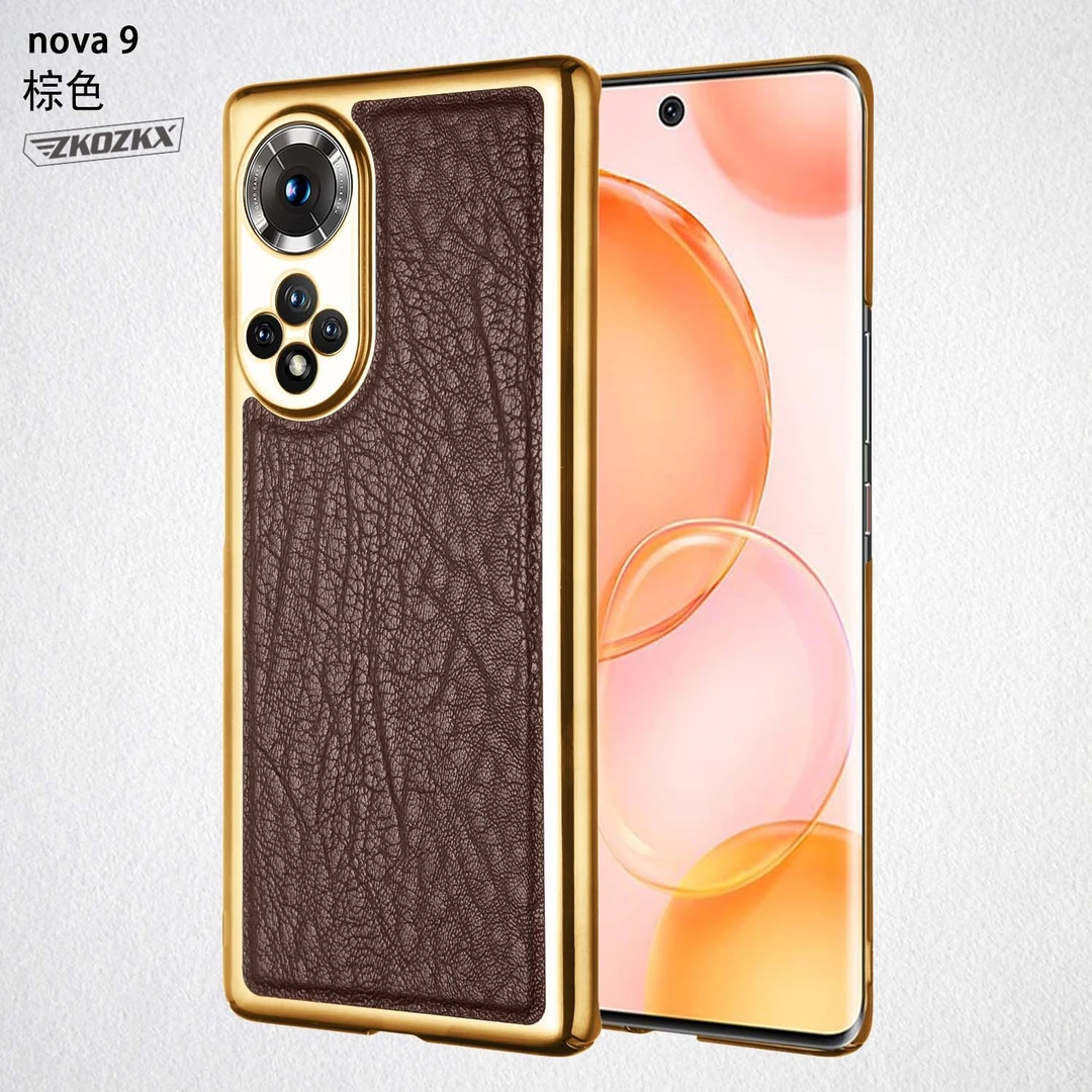 适用华为nova9手机壳新款商务高档电镀鳄鱼皮纹全包超薄防摔