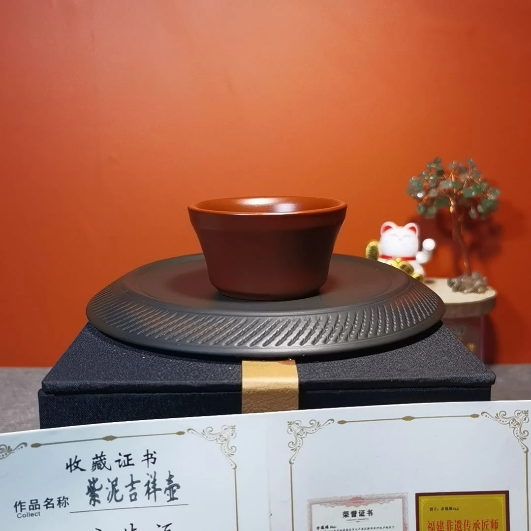 紫砂茶杯4个罗汉茶杯。朱泥