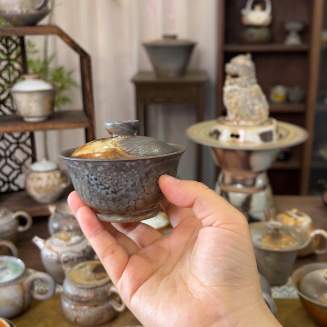 27中白盖碗福利柴烧