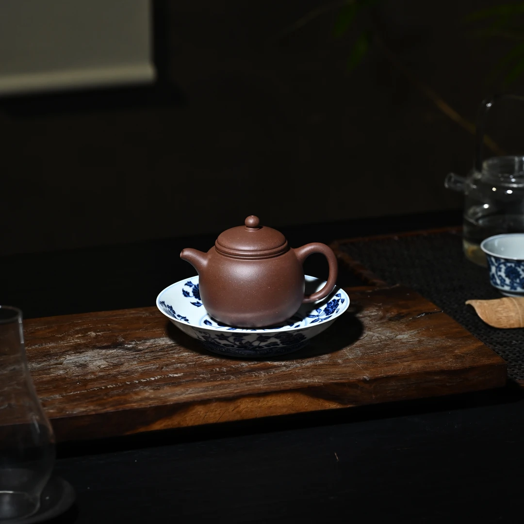 宜兴原矿紫砂壶 袍尊壶 手工制作 原矿无添加羊角山紫泥 200cc