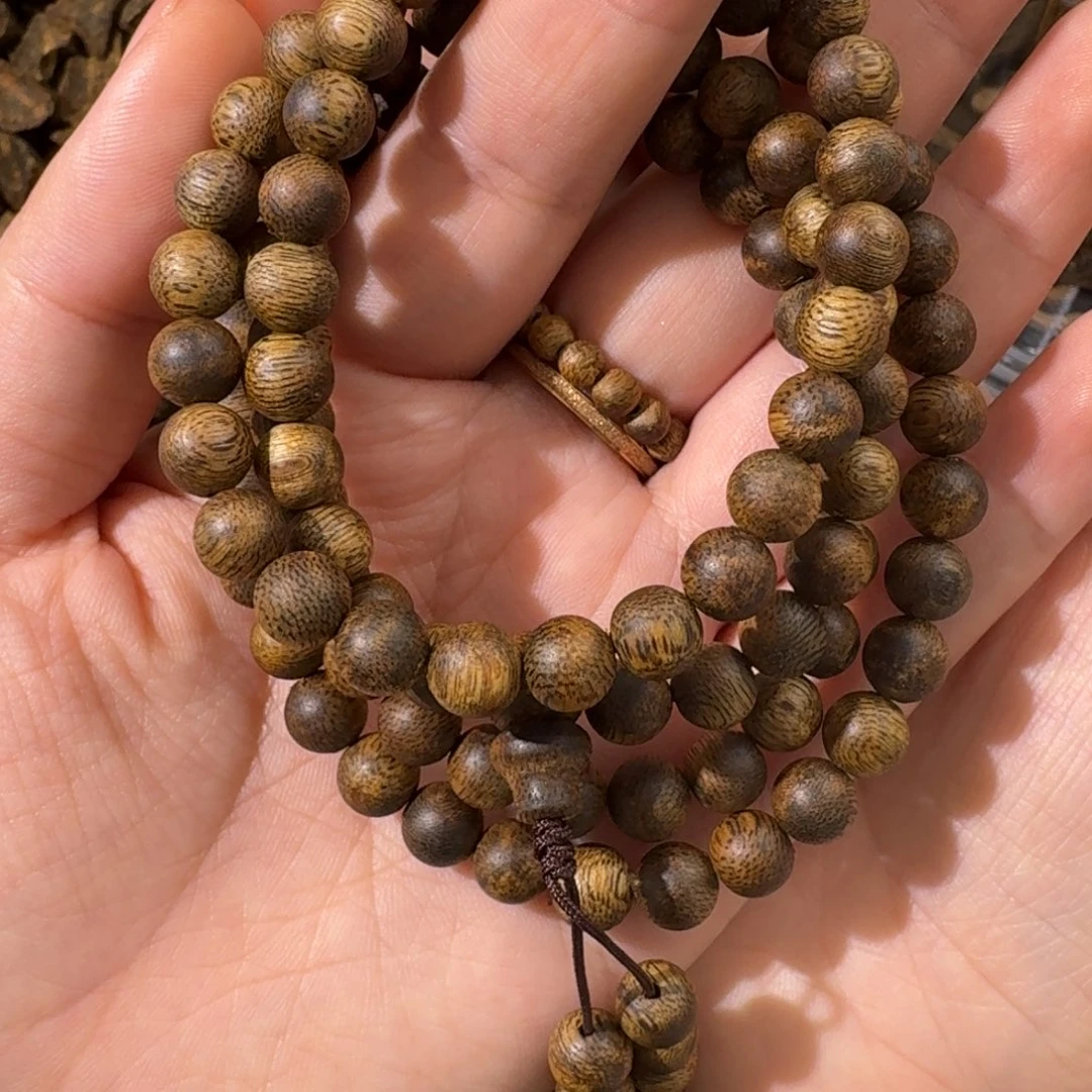 沉香手串奇楠沉香油叶子0.7圆珠多圈