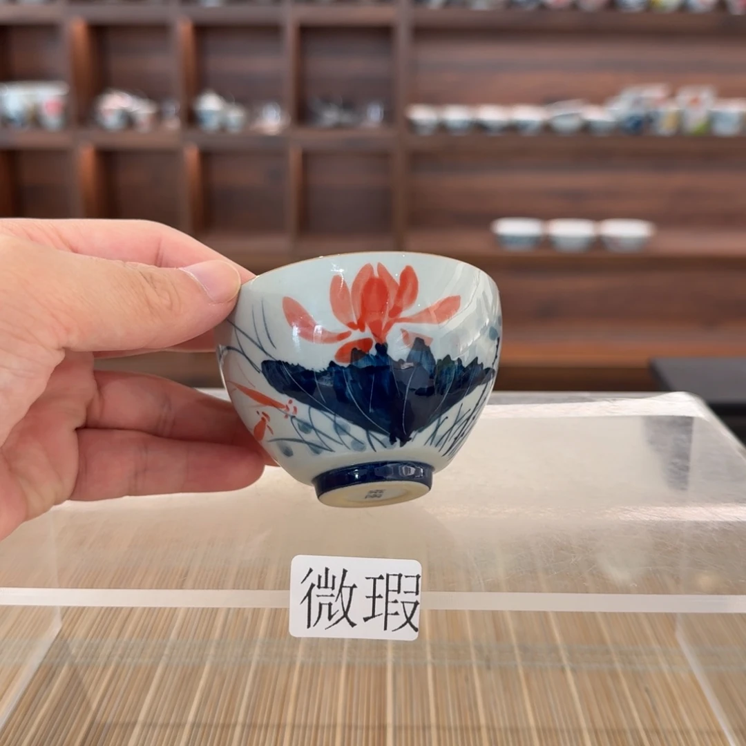 釉下手绘茶具微瑕