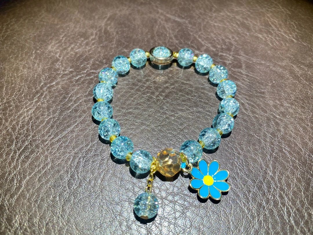 合金手链 577浅蓝色碎冰冰精品手串xk577（无礼盒）