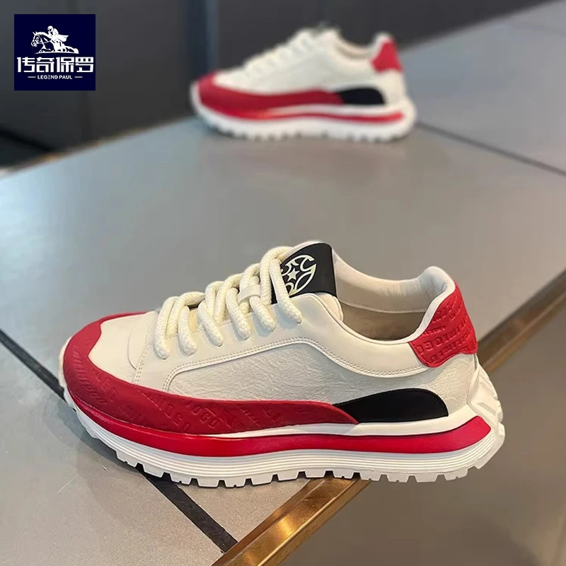 传奇保罗男鞋潮牌拼色老爹鞋2025新款增高百搭阿甘鞋男士休闲潮鞋