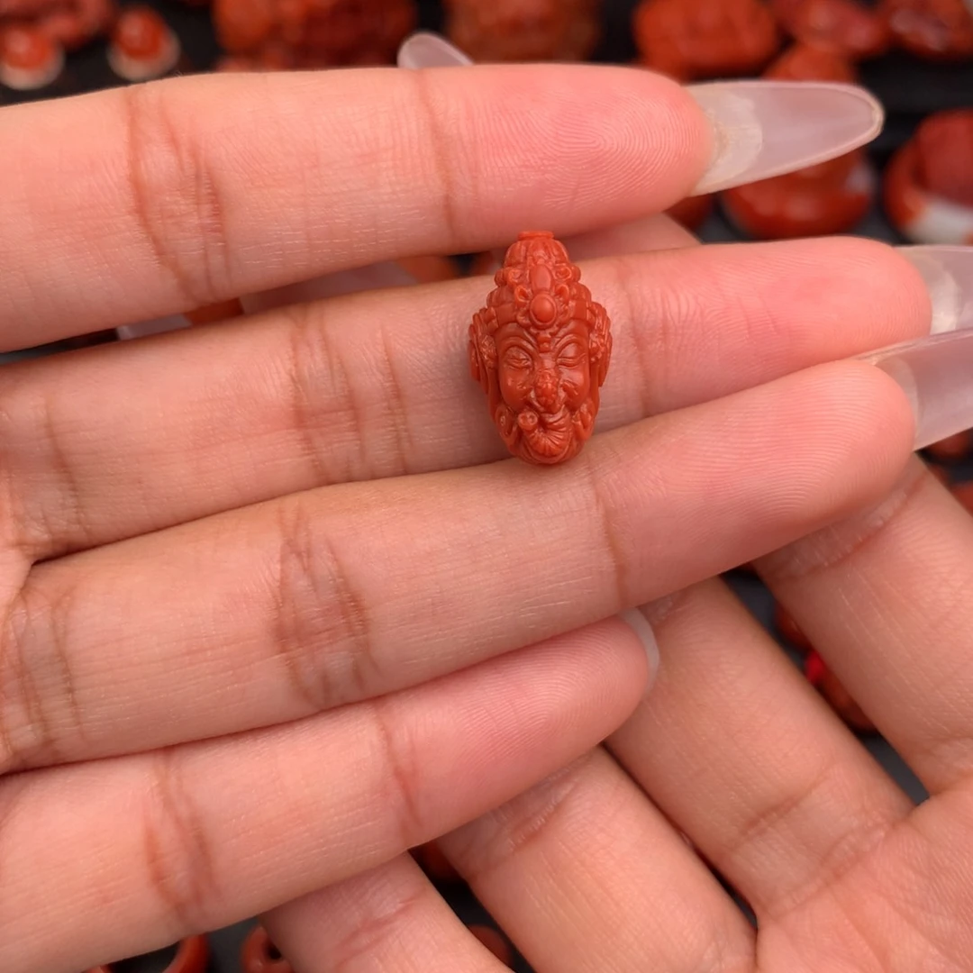 南红玛瑙精工雕刻象神三通11未镶嵌