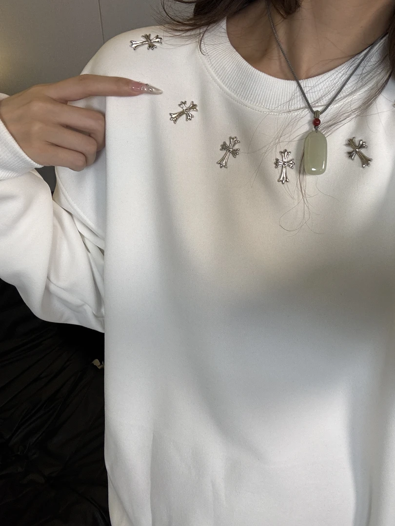 【W403】金属十字架 秋冬420G卫衣加绒加厚百搭时尚休闲男女同款