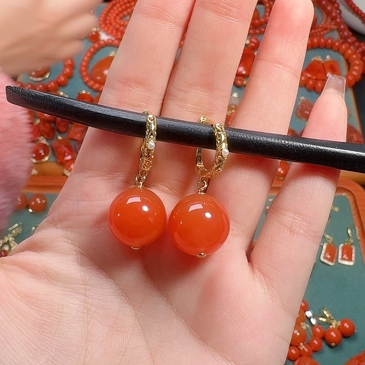 南红玛瑙银S925镶嵌14+