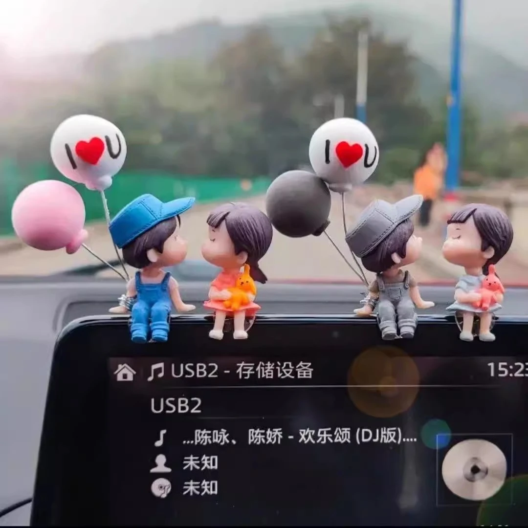 内饰品中控台后视镜可爱车载情侣摆件小车上车内装饰用品网红