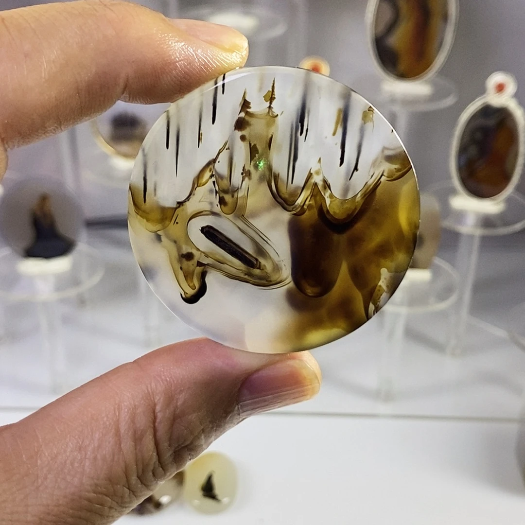 合成碳硅石非金属时尚图纹画面石饰品