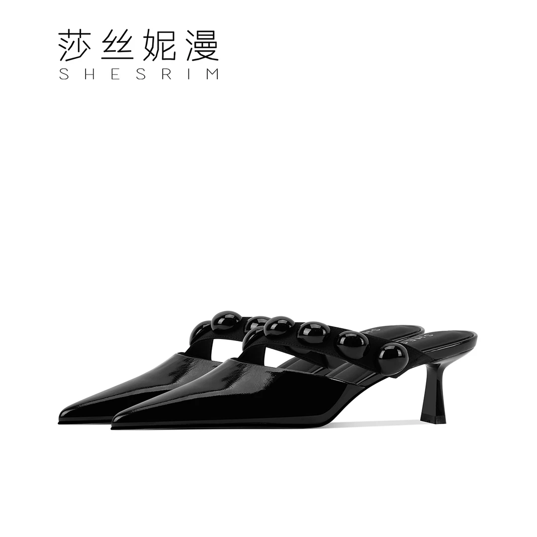 P44-春夏新款凉鞋高跟鞋女士黑色优雅凉鞋夏季低跟