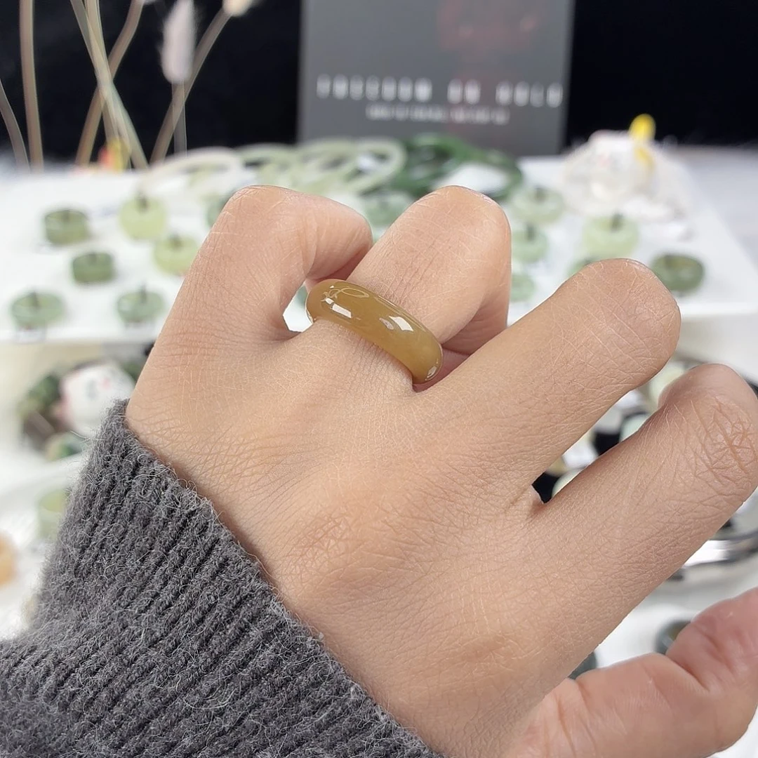 和田玉未镶嵌戒指i56糖圆条15.8不退换