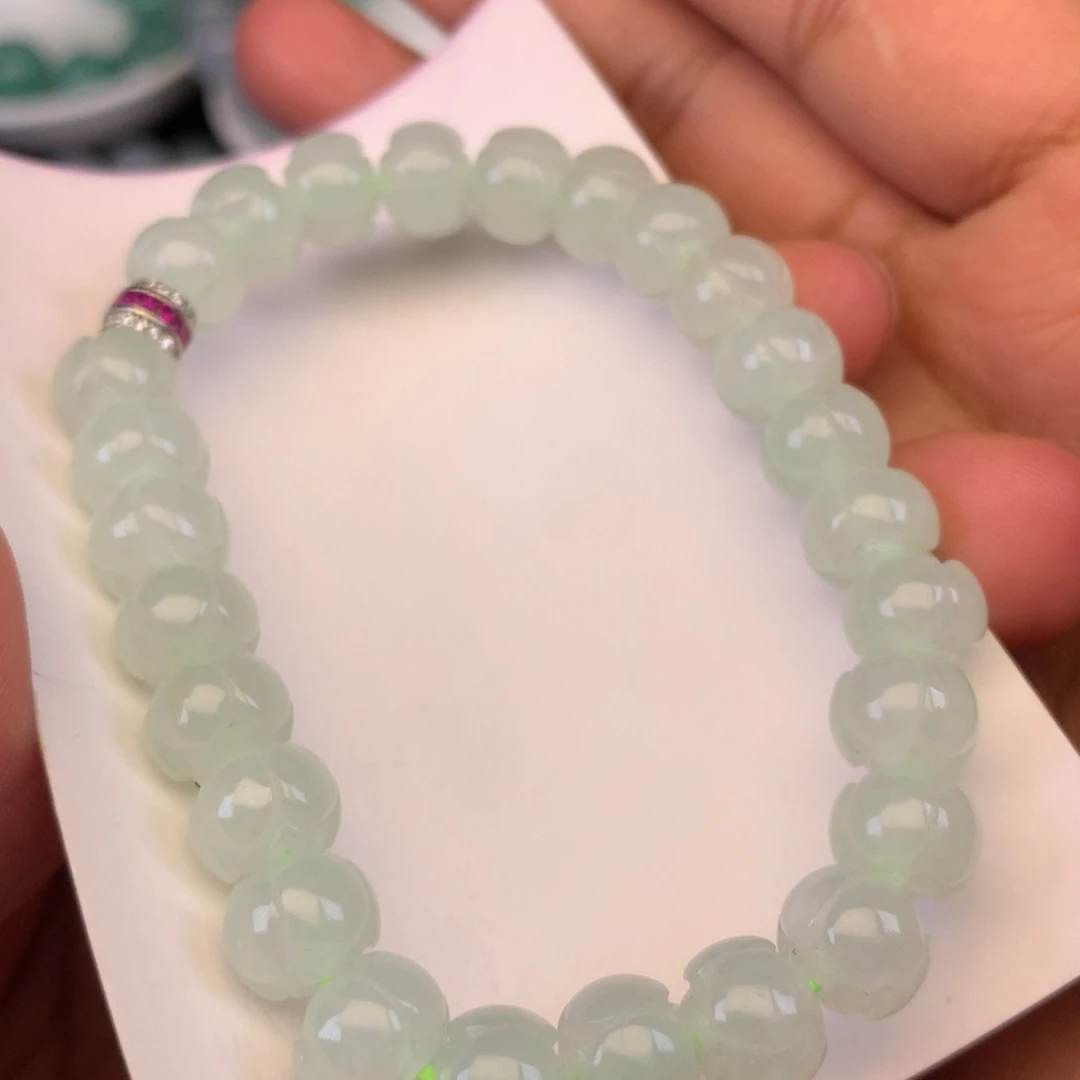 翡翠未镶嵌颈饰天然缅甸翡翠A货莲花手串