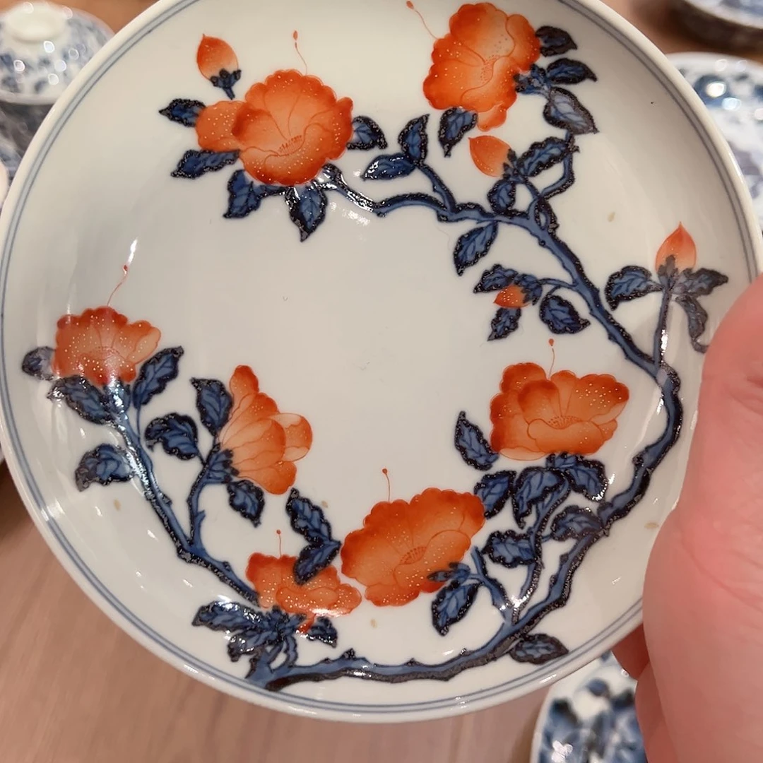 景土柴窑泛红描金壶承