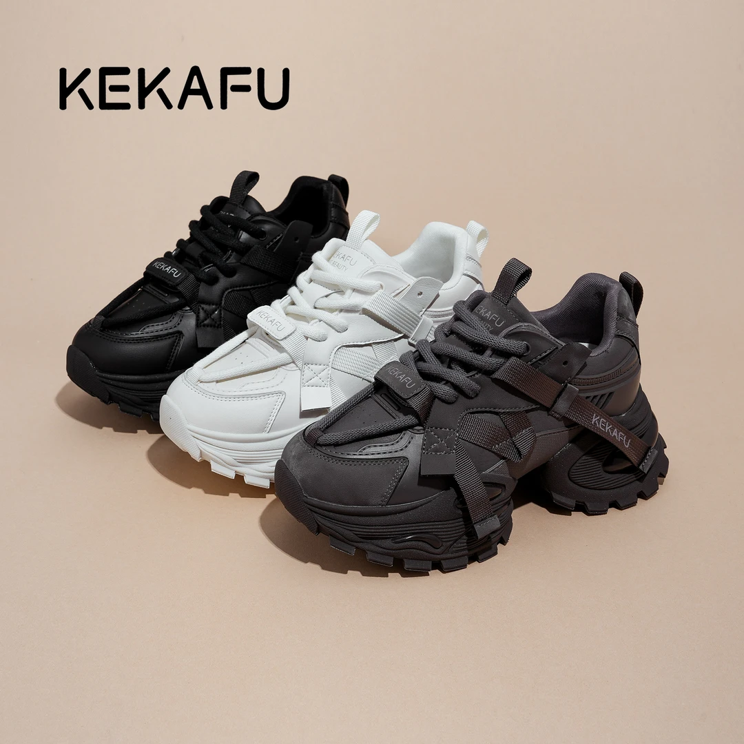 KEKAFU/珂卡芙休闲鞋透气ins皮面百搭老爹鞋秋冬时尚老爹鞋女鞋