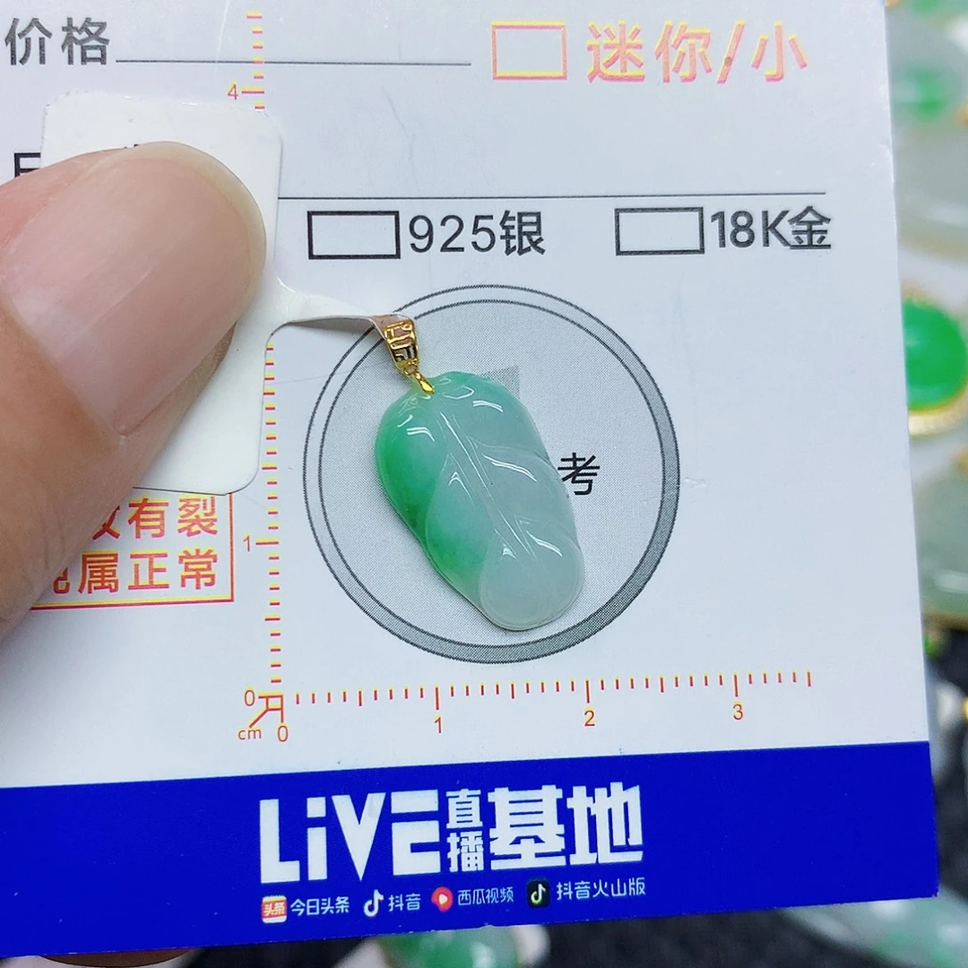 翡翠18K金镶嵌颈饰34677