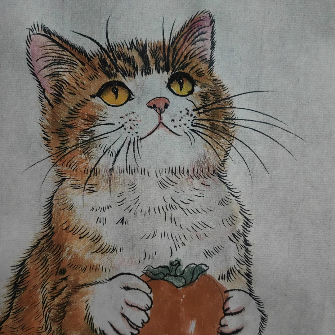 柿柿如意  招财猫50-50厘米  适合茶室家居挂画不带框