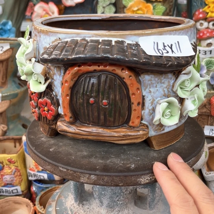 紫砂花盆粗陶材质多肉花盆