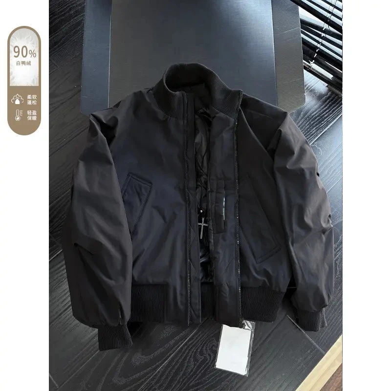 美式bomber羽绒服男款冬季加厚cleanfit飞行夹克棉衣保暖加绒外套