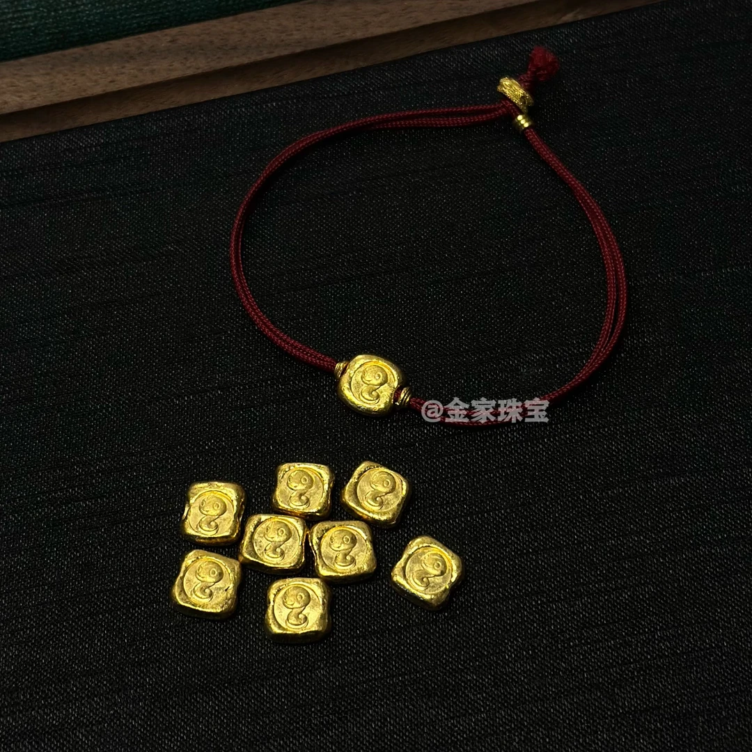 【金家】原创乙巳年小蛇红绳 细工烧蓝足金 （多样性发一）