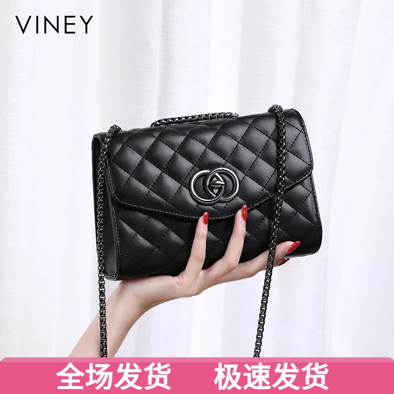 Viney真皮包包女包高档时尚女包单肩斜挎包生日圣诞礼物送女生