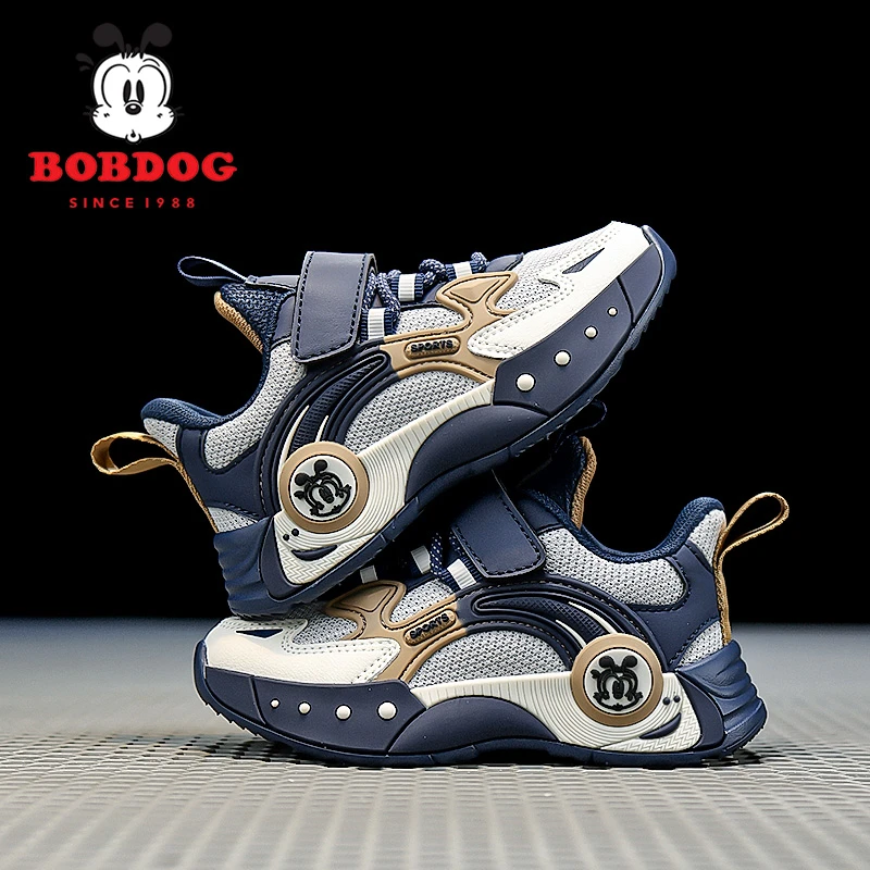 巴布豆男童鞋子2025春秋时尚新款透气网面休闲百搭软底儿童运动鞋