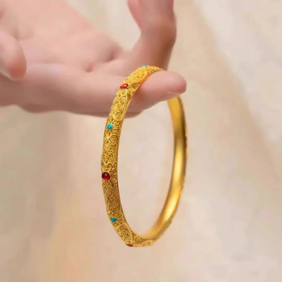 足银珐琅手镯 手工包工艺古法花丝皇后手镯女款18.4/1.79g