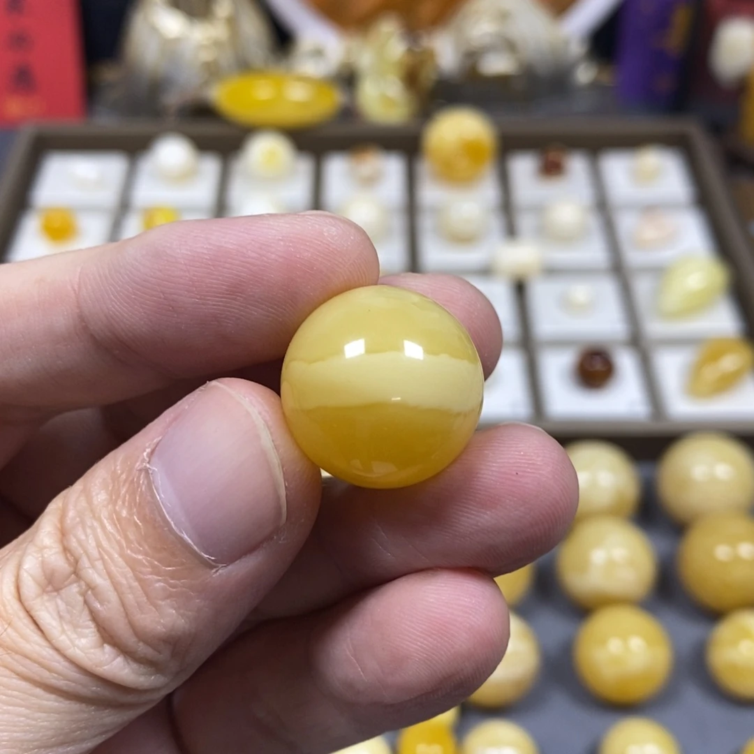 琥珀未镶嵌珠宝奇石19.5圆珠