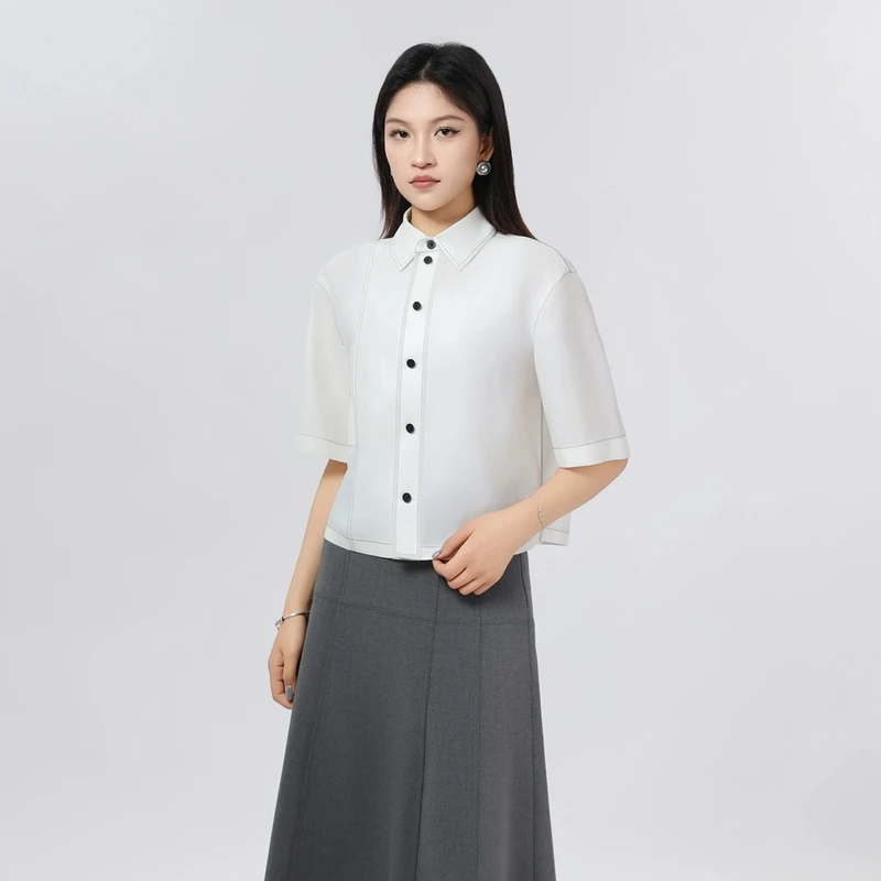 AMASS/阿玛施早春简约百搭衬衣休闲风新款中式舒适衬衫外套530050