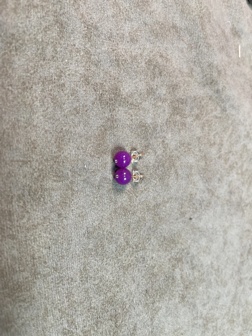可塘工厂老料凝胶紫圆珠耳钉多样性发一个 SL274