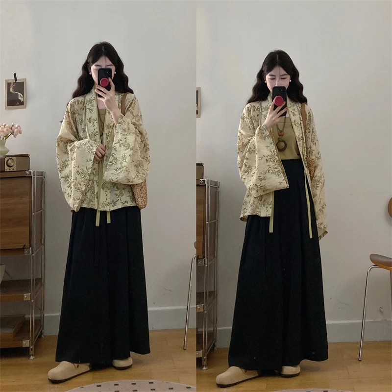 大码新中式国风禅意松弛气质外衫吊带上衣裤裙洋气显瘦高级感穿搭