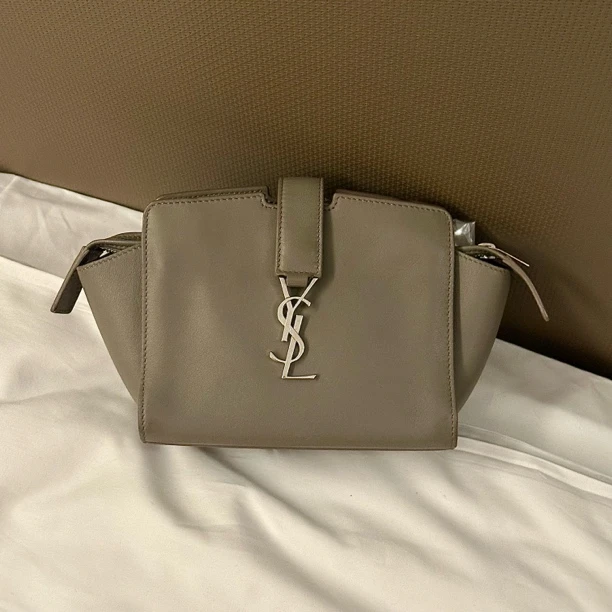 95新 YSL/圣罗兰 大象灰cabas斜挎包